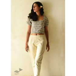 Handloom Cotton Designer Girls Off White Trouser 