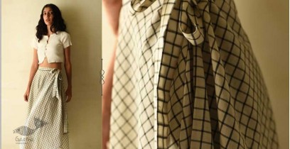Handloom Cotton Designer A-Line Checks Skirt