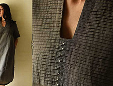 Handloom Cotton Designer Carbon Black Dress