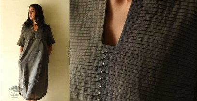 Handloom Cotton Designer Carbon Black Dress