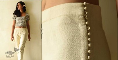 Handloom Cotton Designer Girls Off White Trouser 
