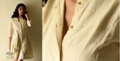 Handloom Cotton Designer Off White Dress