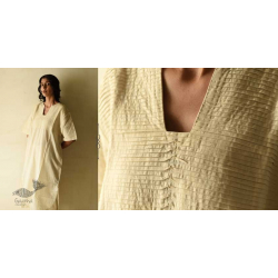 Handloom Cotton Designer Off White Dress