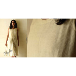 Handloom Cotton Designer Off White Sleeve Less Dress