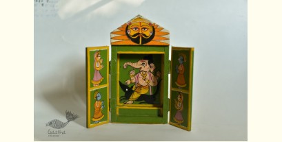 Kathanik . कथनिक ☀ Kaavad a Wooden Shrine - Ganesh &  Mushak { Single piece } ~ 7