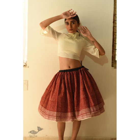 shop Natural Dyed Jawariya Block Printed Short Skirt