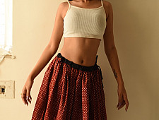 Flowers in a River | Natural Dyed Jawariya Block Printed Short Skirt