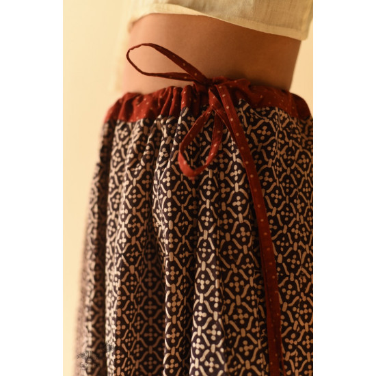 shop Jawariya Block Printed A-Line Long Skirt / Kali Skirt