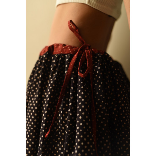 shop Jawariya Block Printed Short Skirt - Black Doted