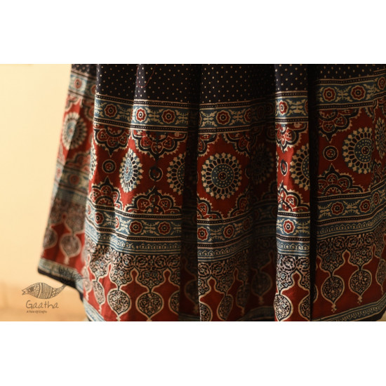 shop Ajrakh printed Long Skirt With Natural Dyed - Black & Red