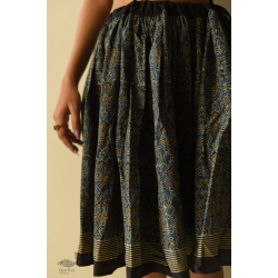 Flowers in a River | Natural Dyed Ajrakh Printed Indigo Short Skirt