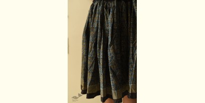 Flowers in a River | Natural Dyed Ajrakh Printed Indigo Short Skirt