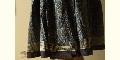 Flowers in a River | Natural Dyed Ajrakh Printed Indigo Short Skirt