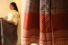 Flowers in a River | Jawariya Block Printed Long Skirt - Black & Red