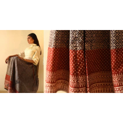 Flowers in a River | Jawariya Block Printed Long Skirt - Black & Red