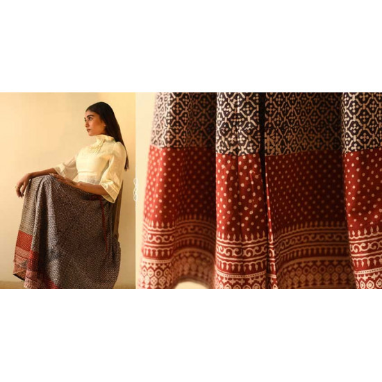 shop Jawariya Block Printed A-Line Long Skirt / Kali Skirt