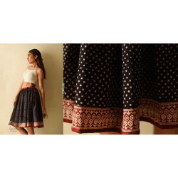 Flowers in a River | Jawariya Block Printed Short Skirt - Black Doted