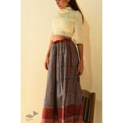 Flowers in a River | Jawariya Block Printed Long Skirt - Black & Red