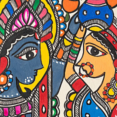 Madhuban . मधुबन ❁ Madhubani Painting - Radha Krishna