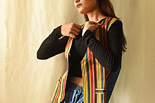 Mashru & Denim Jacket | Reversible Multi Stripes Jacket