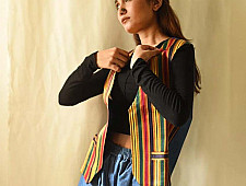 Mashru & Denim Jacket | Reversible Multi Stripes Jacket