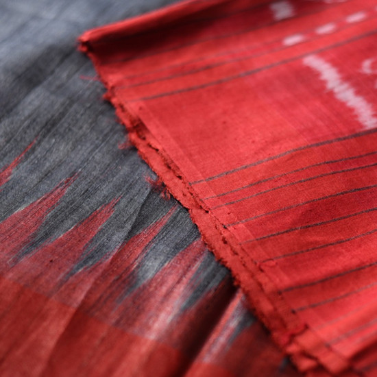 shop Handwoven Pure Tussar Silk Grey Saree With Ikat Pallu