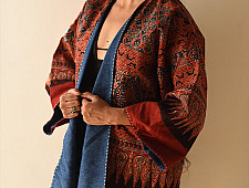 Kimono | Reversible Ajrakh & Denim Red Jacket - Unisex