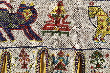 Prachin . प्राचीन  ❂ Gujrat Bead Work - Old & Antique Wall Hanging - Lion & Horse Motif