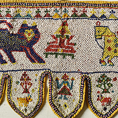 Prachin . प्राचीन  ❂ Gujrat Bead Work - Old & Antique Wall Hanging - Lion & Horse Motif