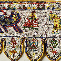 Prachin . प्राचीन  ❂ Gujrat Bead Work - Old & Antique Wall Hanging - Lion & Horse Motif