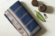 Sadaa . सदा ✡ Begampuri Handloom Cotton Saree - Navy Blue