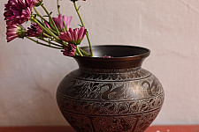 Antiquities from Khajuraho | Brass Lota with Carvings - E