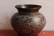Antiquities from Khajuraho | Brass Lota with Carvings - E