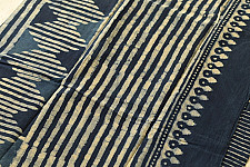 Sunday Afternoon ☕ Block Printed Cotton Dabu ~ Indigo Stripe Saree