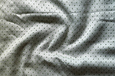 Mashru Fabric { Silk+Cotton } | Hand Woven Fabric - Off White With Green Dots