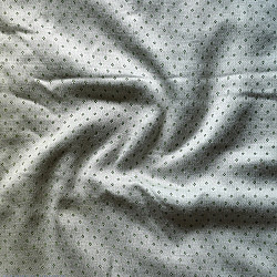 Mashru Fabric { Silk+Cotton } | Hand Woven Fabric - Off White With Green Dots