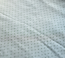 Mashru Fabric { Silk+Cotton } | Hand Woven Fabric - Off White With Green Dots