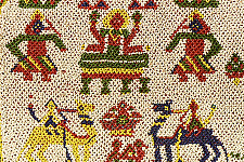 Prachin . प्राचीन  ❂ Gujrat Bead Work - Old & Antique Wall Hanging With Geometric Fabric Border