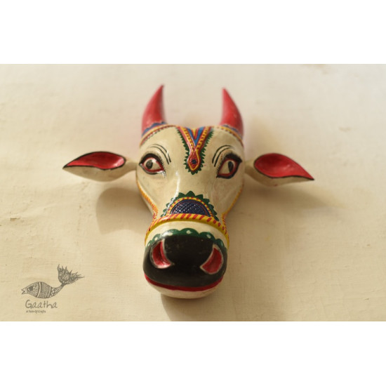 shop handmade wooden mask -  White Nandi