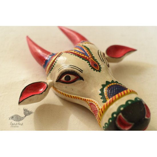 shop handmade wooden mask -  White Nandi