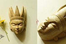 Handmade Wooden Mask - Tribal Woman (B)