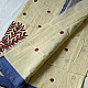 Shop Applique Cotton Saree With Blue Border