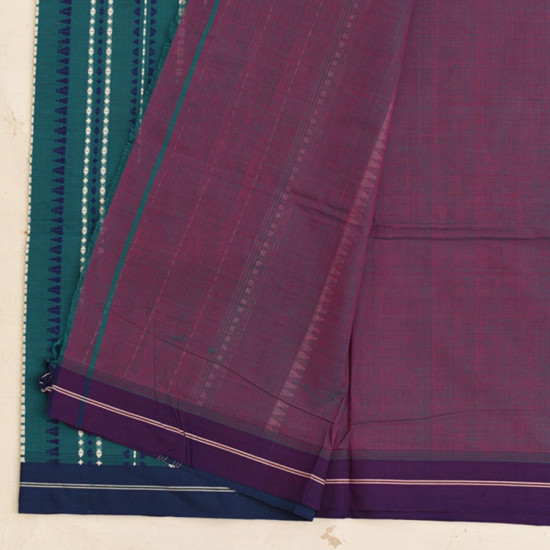 shop Begampuri Cotton Purple Saree With Green Pallu