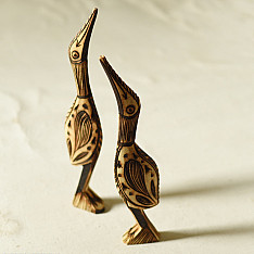 Burn Art | Tribal Wooden Art Pieces - Bird Herons (Set of Two)