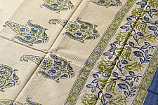 Indigenous Impressions ❣ Bagru Block Printed Cotton Blue Saree With Off White Pallu