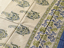 Indigenous Impressions ❣ Bagru Block Printed Cotton Blue Saree With Off White Pallu