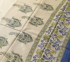 Indigenous Impressions ❣ Bagru Block Printed Cotton Blue Saree With Off White Pallu