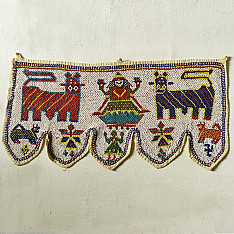 Prachin . प्राचीन  ❂ Gujrat Bead Work - Old & Antique Wall Hanging - Laxmi Motif Chakda