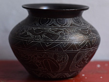 Antiquities from Khajuraho ~ Carved Brass Lota - F