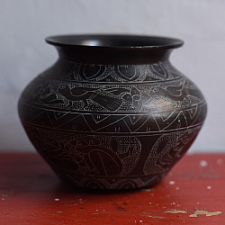 Antiquities from Khajuraho ~ Carved Brass Lota - F